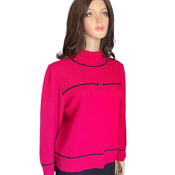 St John red Bow Mock Turtleneck Size M - Picture 2 of 15